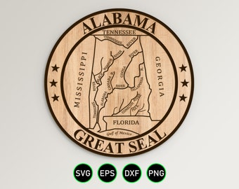 State Seal of Alabama, Great Seal Standard Design SVG, Great Seal Standard Design vector clipart for woodworking and engraving