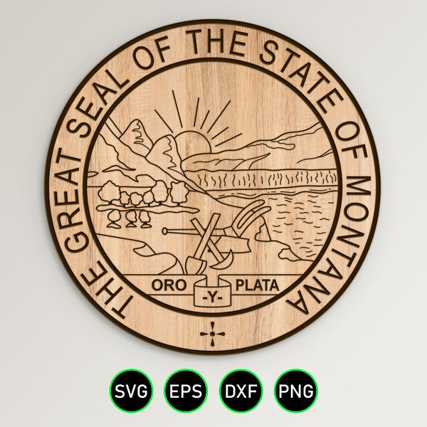 State Seal of Montana SVG, MT Great Seal vector clipart for woodworking, vinyl cutting and engraving personalization