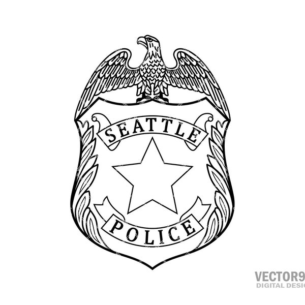 Seattle Washington Police Department Badge, Seattle WA Law Enforcement Officer Logo Seal Digital Vector .ai, .svg, .png