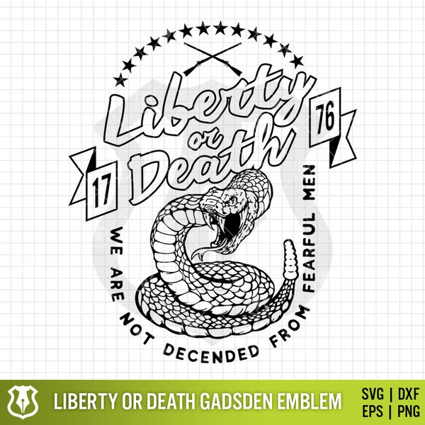 Liberty or Death Patriotic Emblem SVG Vector | Gadsden Snake America 1776 PNG Image | Patriotic Clipart