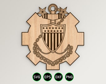 Coast Guard MKCM Anchor Cog SVG, USCG Master Chief Machinery Technician cpo vector clipart for woodworking and engraving