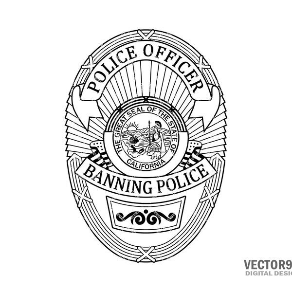 California Police Badge Stencil Etsy