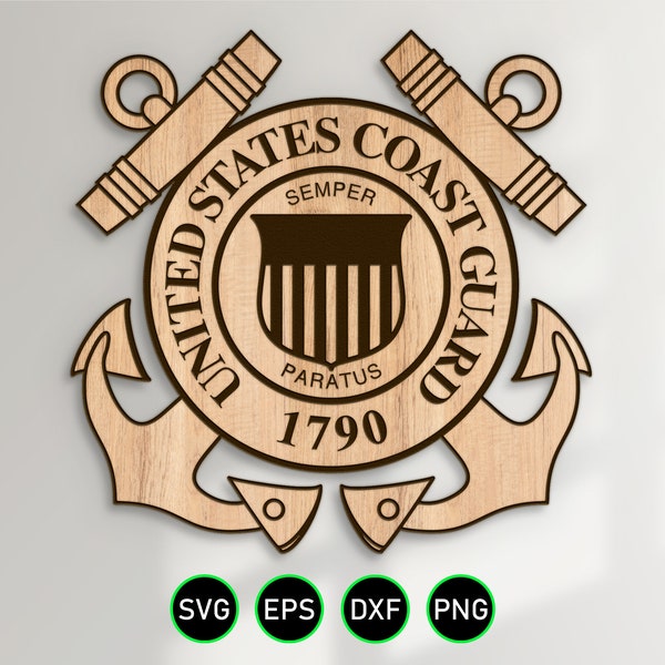 Coast Guard Standard Seal SVG, USCG Semper Paratus Ring Anchors vector clipart for woodworking, vinyl cutting and engraving