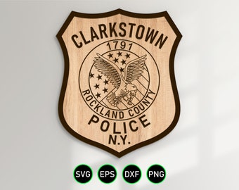 Clarkstown New York Police Patch SVG, City Police Department Officer vector clipart for woodworking, vinyl cutting and engraving