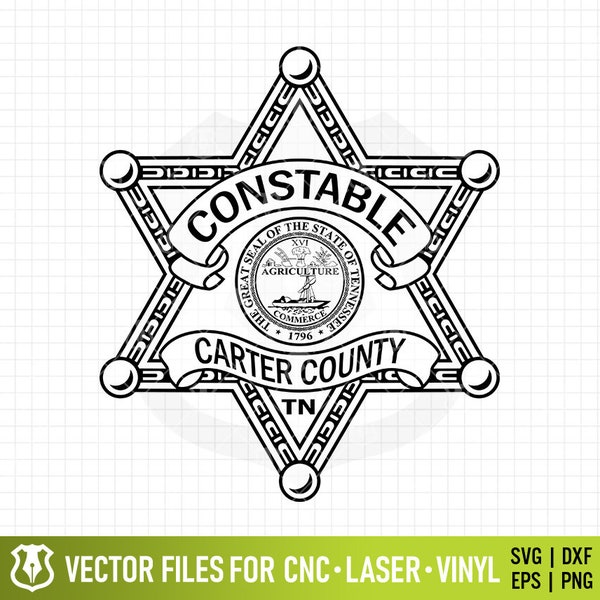 Carter County TN Constable Badge, Tennessee Law Enforcement Police Logo Insignia in svg, eps, and png digital vector formats