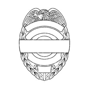 Police Officer Badge Thin Blue Line SVG, Blank Police Department Badge Vector Clipart, Digital Download cnc and Laser Engrave Cut Files image 2