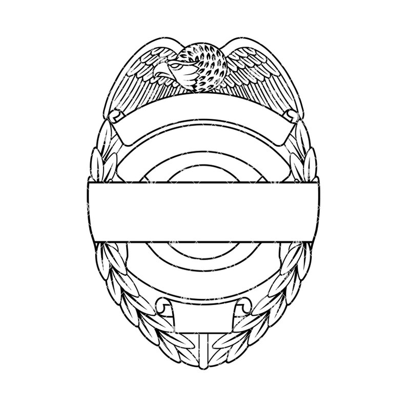Police Officer Badge Thin Blue Line SVG, Blank Police Department Badge Vector Clipart, Digital Download cnc and Laser Engrave Cut Files image 2