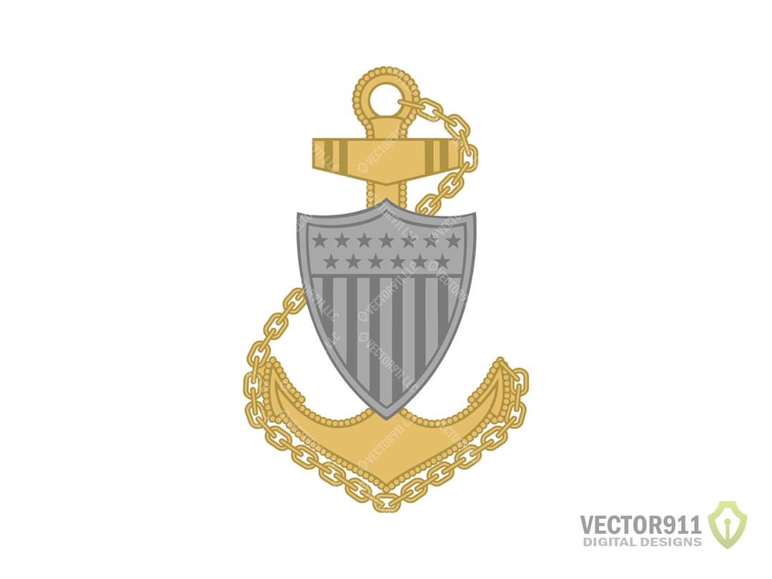 Coast Guard Chief Petty Officer Anchor USCG E7 Rank Pin in Svg, Eps