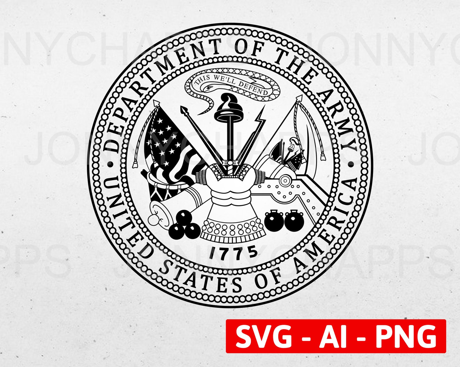 Department of the army seal us army logo digital vector ai etsy