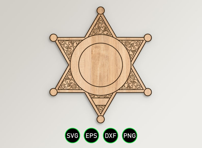 Blank Six Point Shaped Badge SVG 6 Point Sheriff Star Badge v4 Vector Vector911