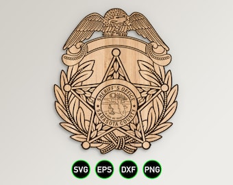 Sarasota County Florida Sheriff Badge SVG, Sheriff's Office Ornate Design vector clipart for woodworking, vinyl cutting and engraving