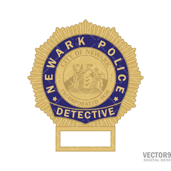 Newark New Jersey Police Detective Badge, NJ City Law Enforcement  in svg, eps, dxf, and png digital vector formats | Layered