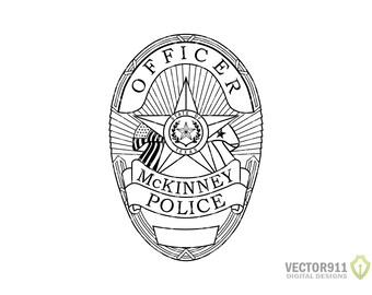 McKinney Texas Police Officer Badge, TX City Law Enforcement Logo Seal Digital Vector .ai, .svg, .png