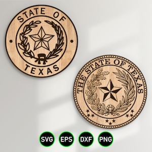 State of Texas Seals Bundle SVG, TX Great State Seal Standard and Basic Designs vector clipart for woodworking and engraving