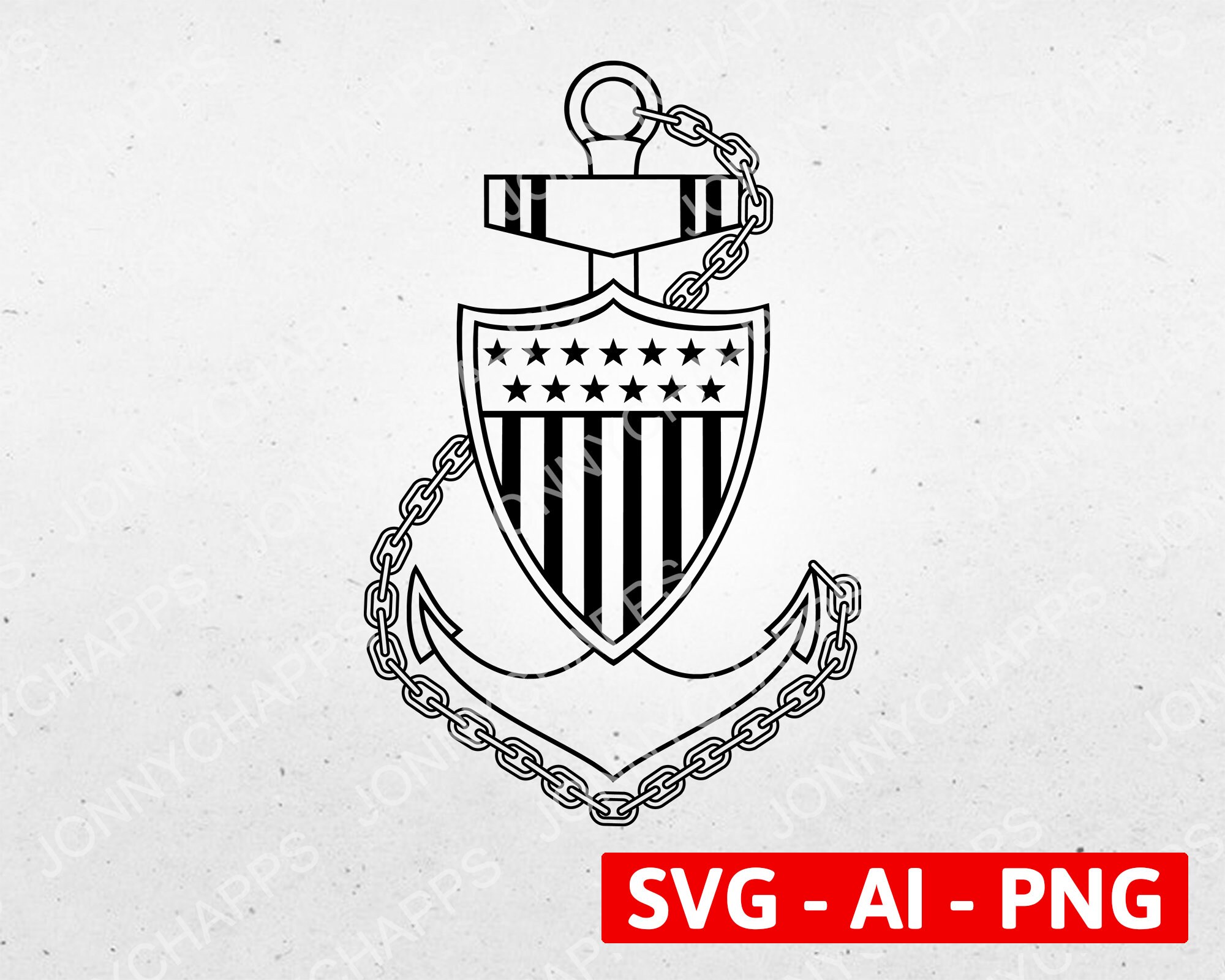 Coast Guard Chief Anchor Simple no Dots Border USCG E7 E7 Etsy