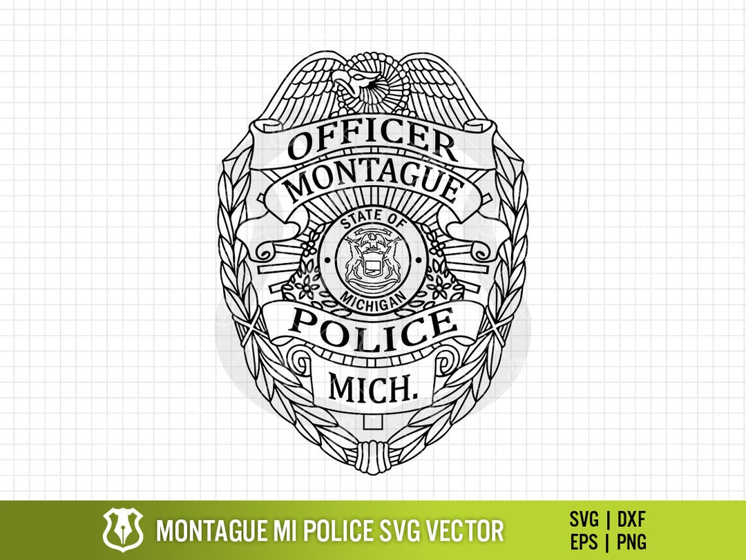 Montague Michigan Police Department Badge, Montague MI Police Officer