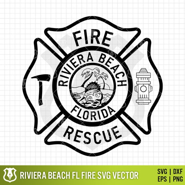 Riviera Beach Florida Fire Department Emblem Vector Clipart - High-Quality SVG for CNC & Laser Engraving