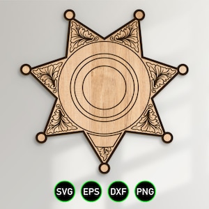 Seven Point Star Badge V1 SVG, Blank Sheriff Star Design Version 1 ...