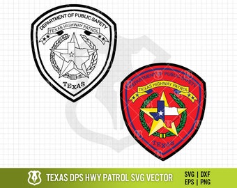 Texas DPS Highway Patrol Patch a strati, distintivo del soldato della polizia di stato del Texas, insegne delle forze dell'ordine del Texas vettoriale digitale .eps, .svg, .png