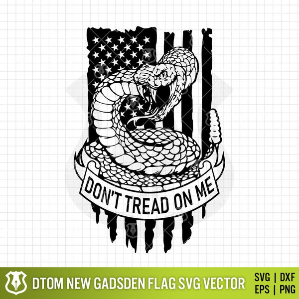 Don't Tread On Me Flag, Gadsden Snake American Flag DTOM Digital SVG Vector