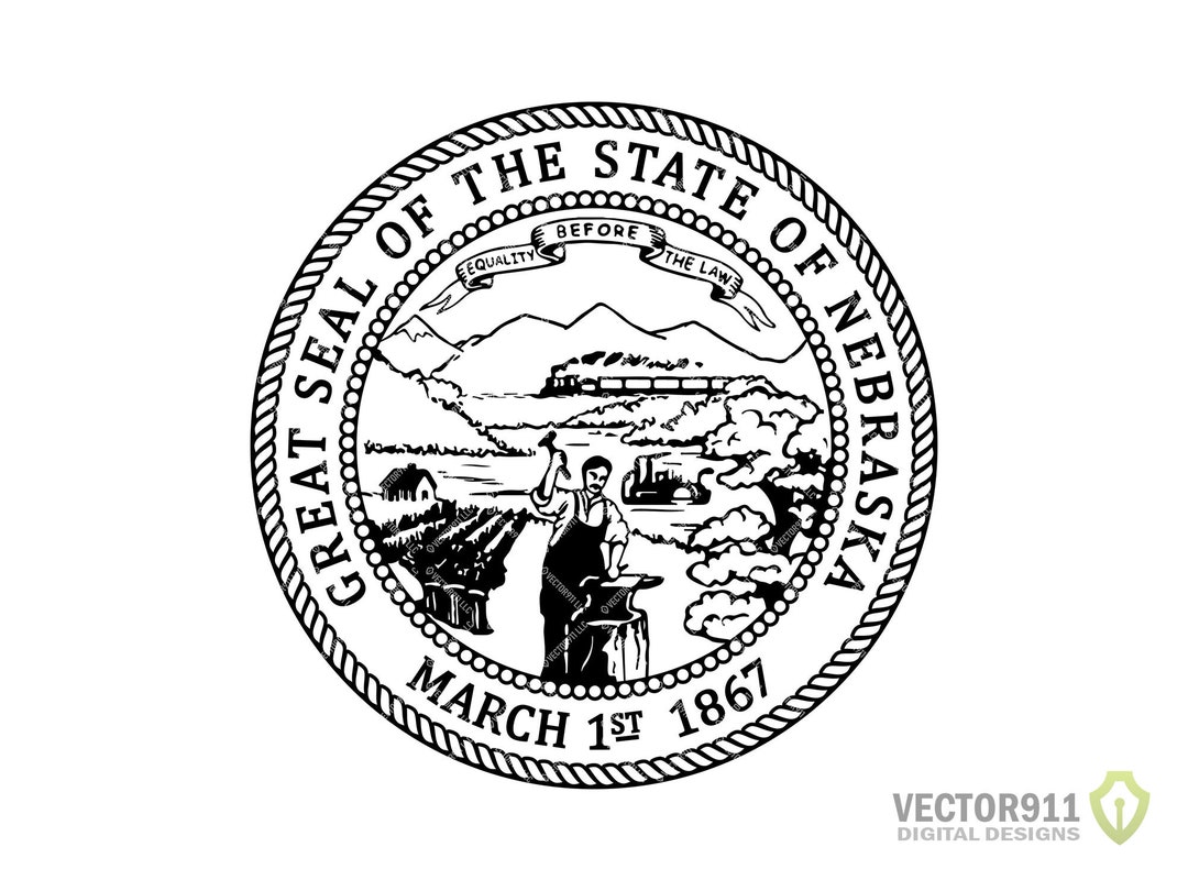 Nebraska State Seal Ne Great Seal Emblem Logo Digital Vector Ai Svg