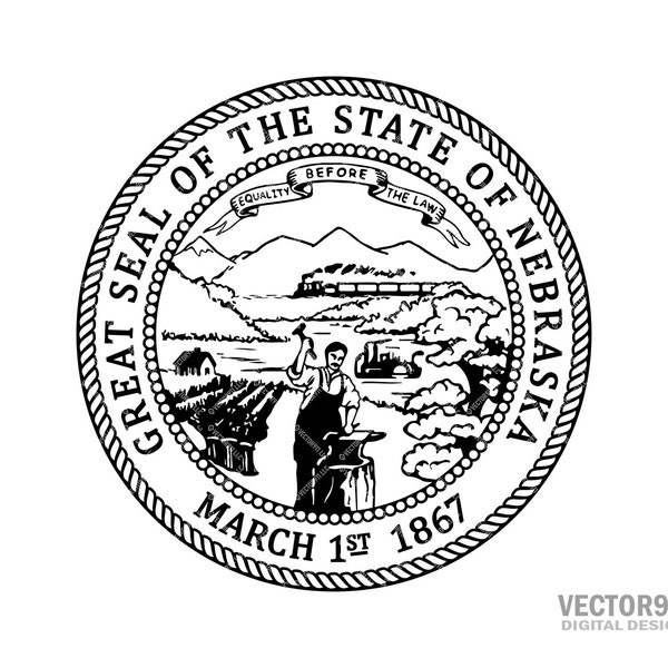 Nebraska State Seal, NE Great Seal Emblem Logo Digital Vector .ai, .svg, .png