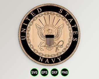 Navy Seal SVG, USN Eagle Emblem Vector Clipart, Download digitale cnc e file tagliati con incisione laser