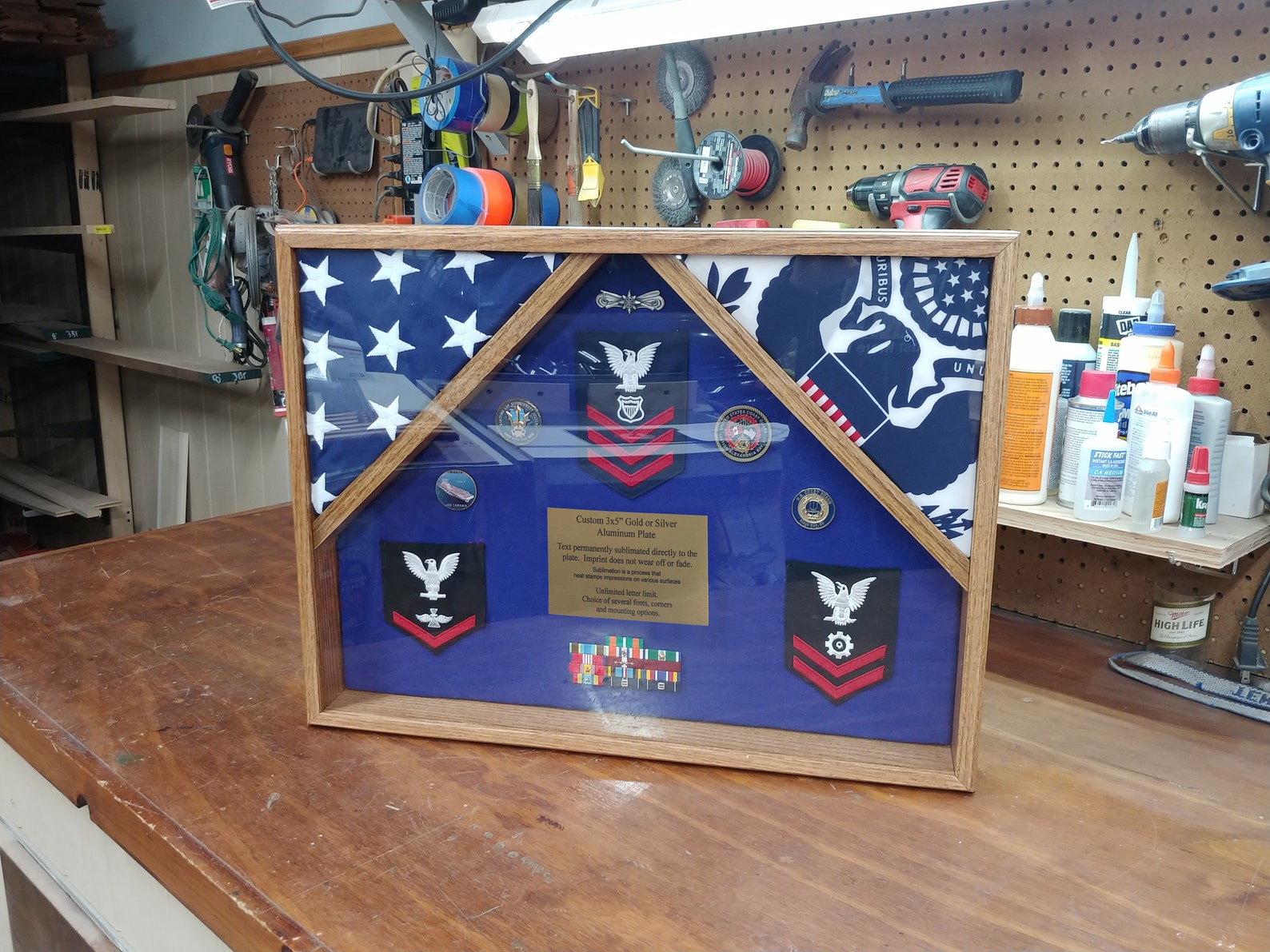 Military Retirement Shadow Box Display Case Double Flag Etsy