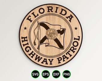 Florida Highway Patrol Seal SVG, State Police Trooper Emblem vector clipart for woodworking, vinyl cutting and engraving