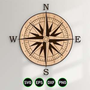 Nautical Compass Rose SVG, vector clipart for woodworking, vinyl cutting and engraving personalization