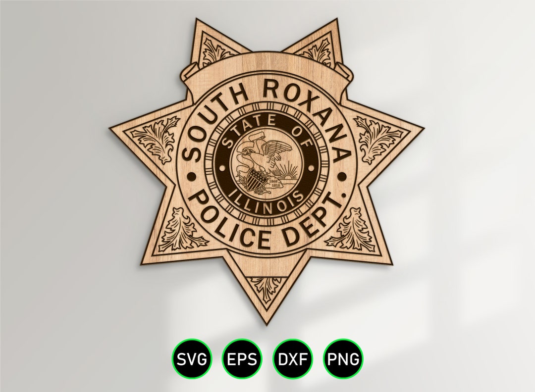 South Roxana Illinois Police Badge SVG, City Police Department Officer Shield Vector Clipart for