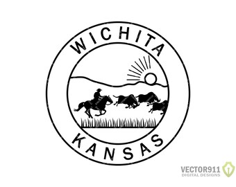 Wichita Kansas City Seal, KS Emblem Logo Insignia in svg, eps, dxf, and png digital vector formats