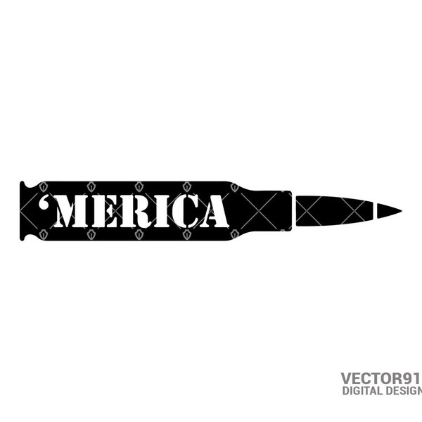 America Merica Bullet Shell Casing Range Gun Second Amendment Car Vehicle Truck Funny Digital Vector .ai, .svg, .png