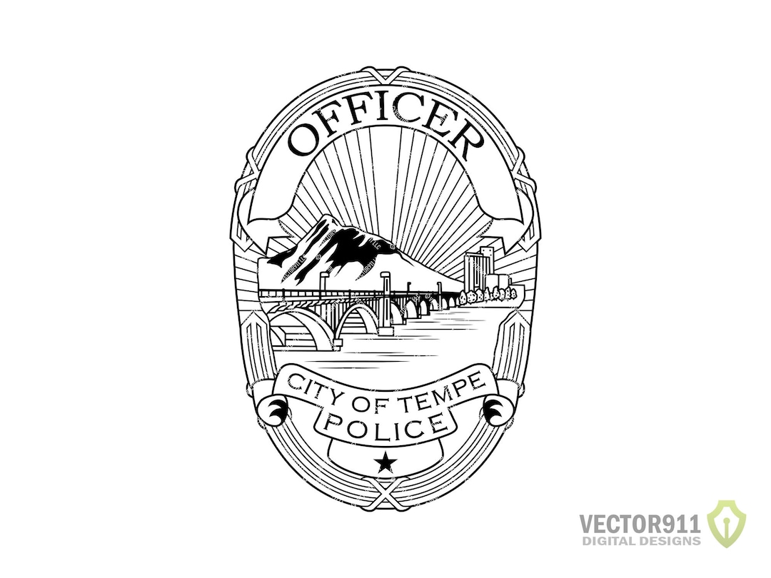 Tempe Arizona Police Department Officer Badge, AZ Law Enforcement Police Logo Insignia Digital