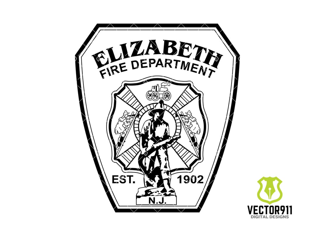 Elizabeth New Jersey Fire Department Emblem, NJ Firefighter Rescue EMS