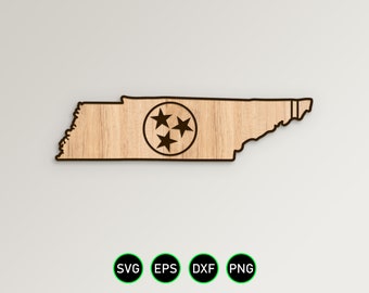 Tennessee Flag State Shaped Outline SVG, State Seal of TN Design clipart vettoriali per la lavorazione del legno, taglio e incisione su vinile