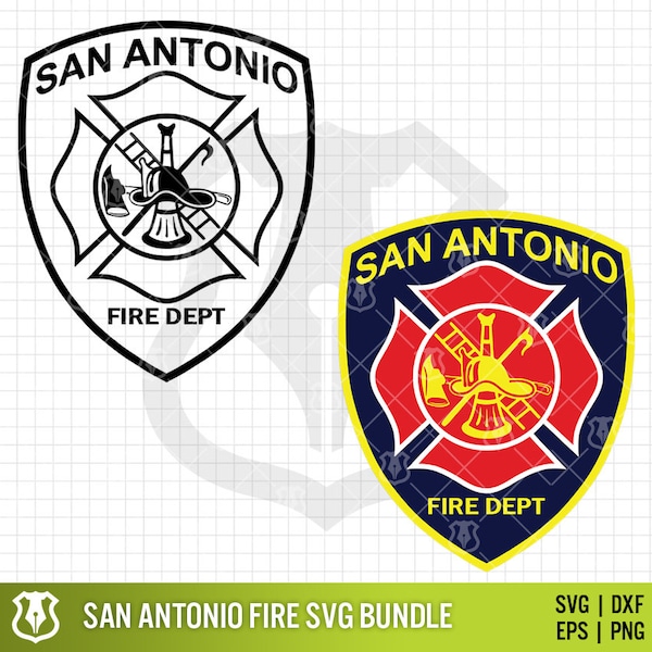 San Antonio Texas Fire Department SVG Bundle | TX Fire Rescue EMS Emblem png Bundle | Fire Department Clipart