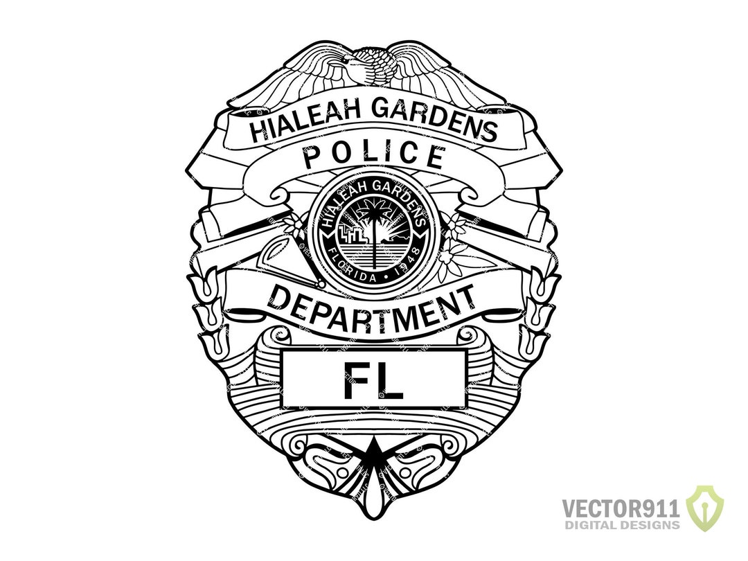 Hialeah Gardens Florida Police Department Badge, FL City Law