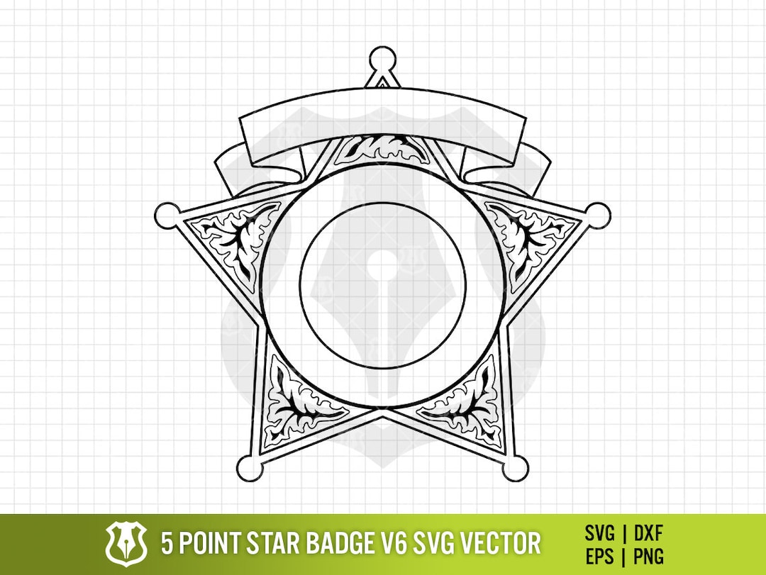 5 Point Star Badge V6 SVG Vector Police Sheriff Deputy Star Shaped