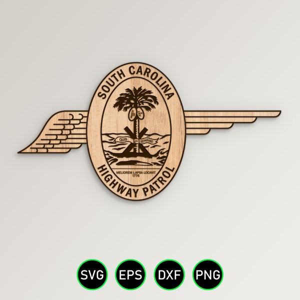 South Carolina Highway Patrol Emblem SVG, State Police Trooper vector clipart for woodworking, vinyl cutting and engraving