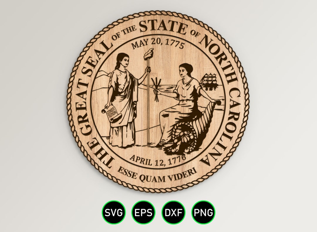 North Carolina Seal Standard Design SVG, Great Seal of North Carolina Vector Clipart, Digital ...