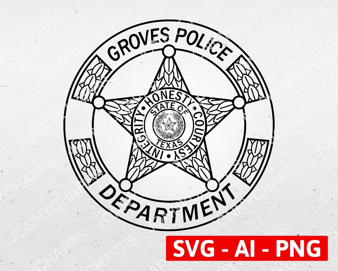 Groves Texas Police Department Badge City of Groves TX Police Etsy