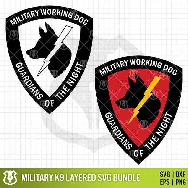 Military Working Dog Layered SVG Bundle | Military K-9 Emblem PNG Bundle | Guardians of the Night Clipart