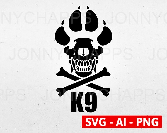 K9 Police Dog K-9 Law Enforcement Paw Skull Digital Vector | Etsy
