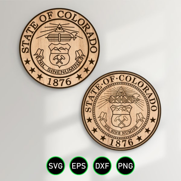 State of Colorado Seals Bundle SVG, Great Seal Simple Standard Designs vector clipart for woodworking, vinyl cutting and engraving