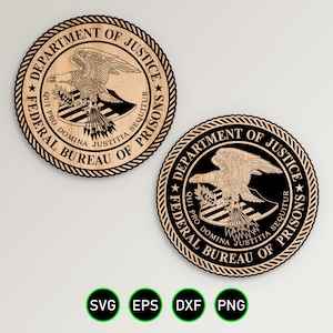 Federal Bureau of Prisons SVG, DOJ Prisons Emblem Bundle Vector Clipart, Digital Download cnc and Laser Engrave Cut Files