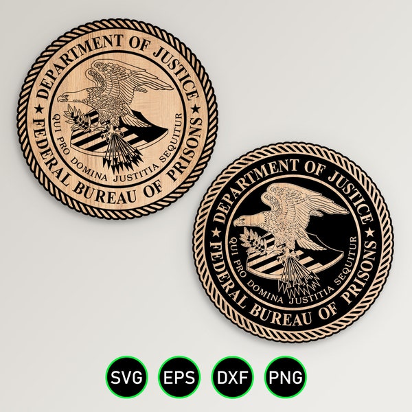 Federal Bureau of Prisons SVG, DOJ Prisons Emblem Bundle Vector Clipart, Digital Download cnc and Laser Engrave Cut Files