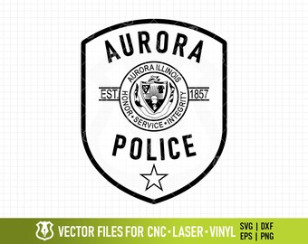 Aurora Illinois Police Department Patch Vector Clipart File - High-Quality SVG for CNC & Laser Engraving