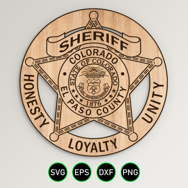 El Paso County Colorado Sheriff Badge SVG, Sheriff Deputy Star vector clipart for woodworking, vinyl cutting and engraving