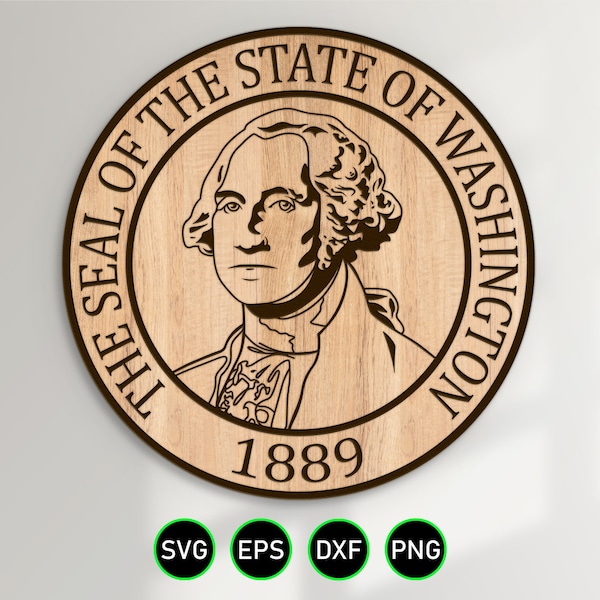 State of Washington Seal SVG, WA Great Seal Standard Design vector clipart for woodworking, vinyl cutting and engraving personalization